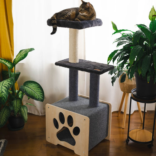 Hut Hideout - Deluxe 3-Level Cat Tree