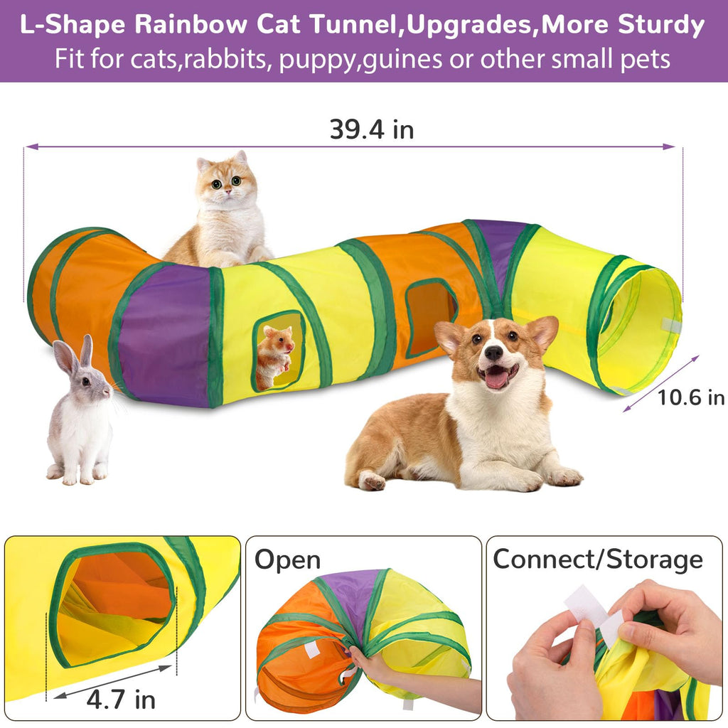 Retro Shaw Cat Toys Set 33 Pack, Cat Play Tunnel for Indoor Cats Kitty, Kitten Toys Include 2 Collapsible Cat Tunnels Tube Tent, Cat Feather Teaser Wand Springs Rainbow Bell Crinkle Ball Mouse Pompom 🍁 All In One Marketplace Canada
