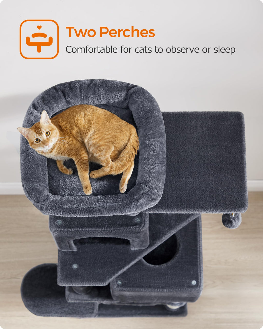 155 cm Multi-Level Cat Tree with Hammock & Caves