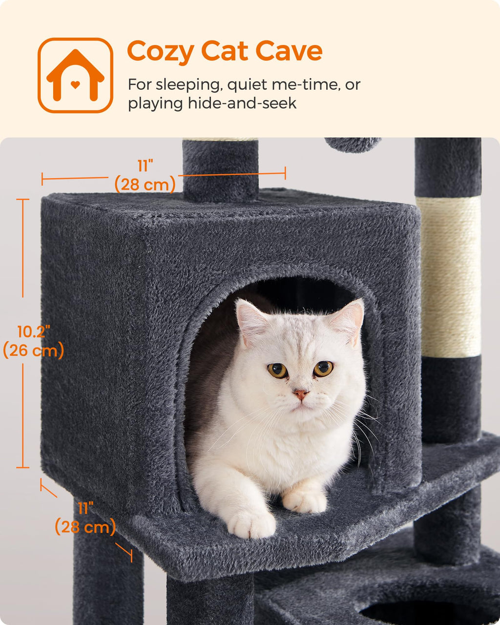 155 cm Multi-Level Cat Tree with Hammock & Caves