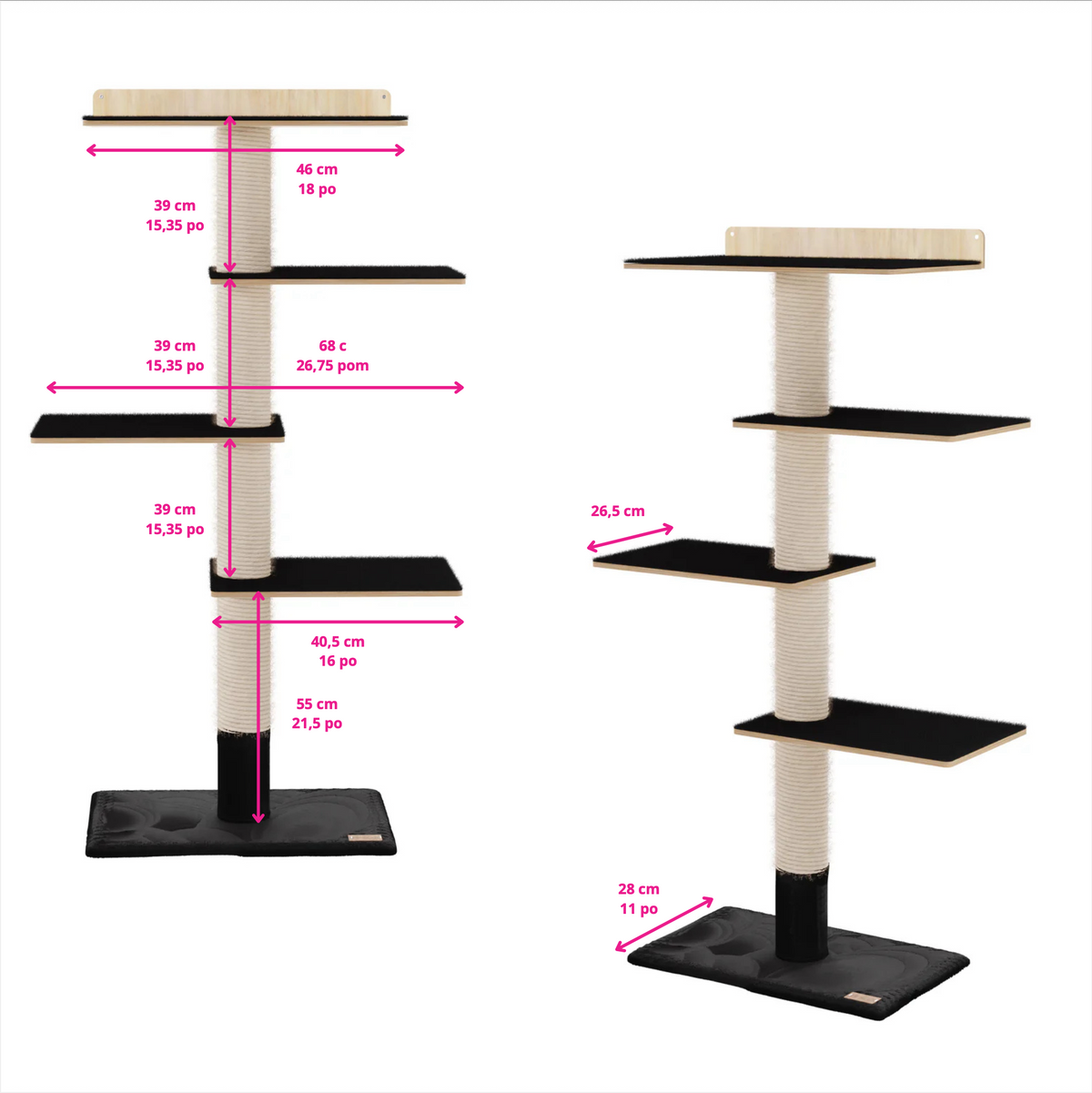 72-Inch Wall-Mounted Cat Tower