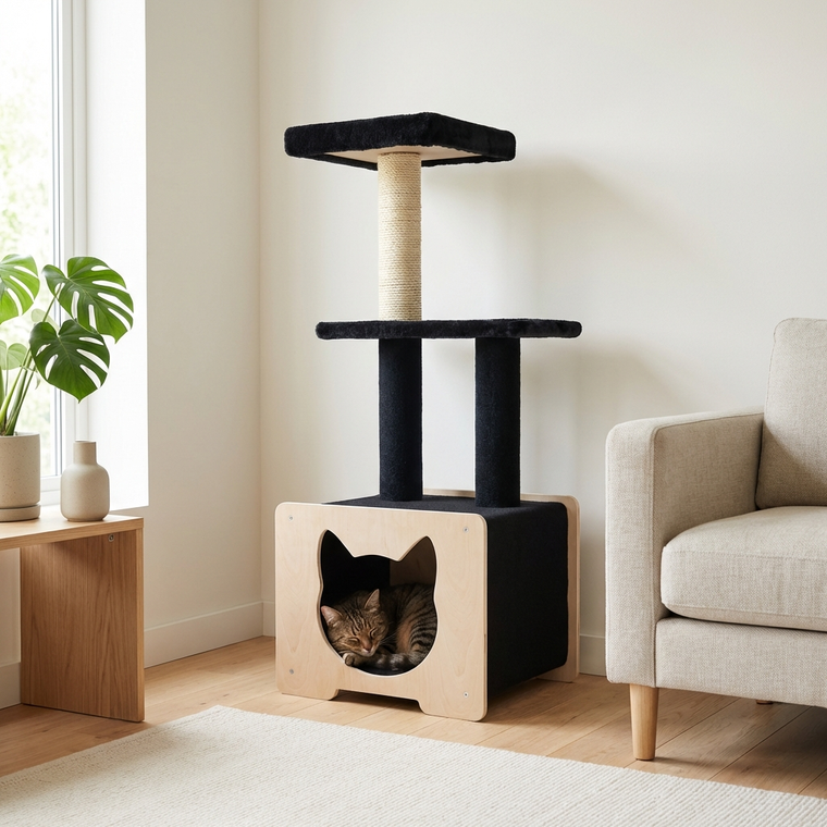 Hut Hideout 3-Level Cat Tree