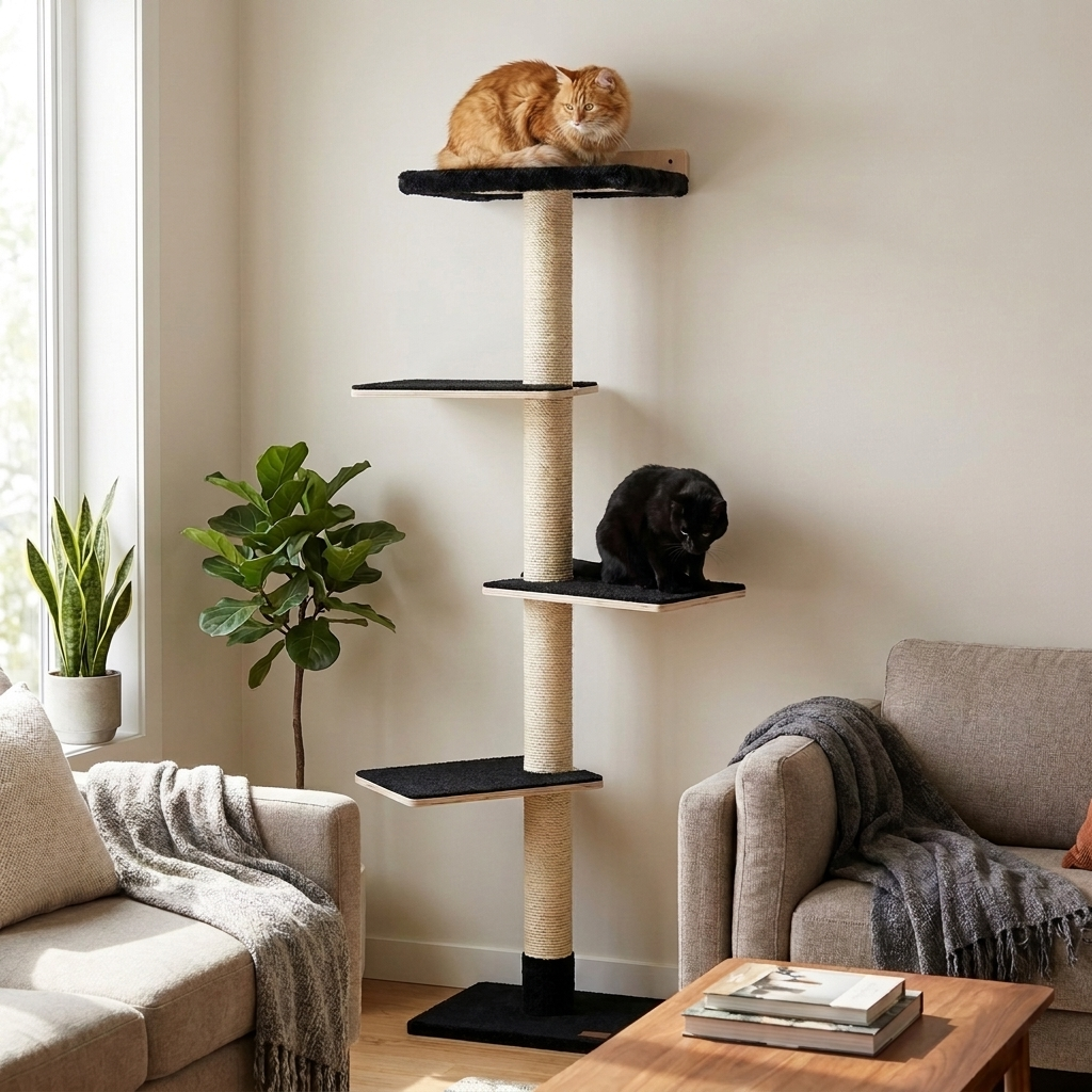 72-Inch Wall-Mounted Cat Tower
