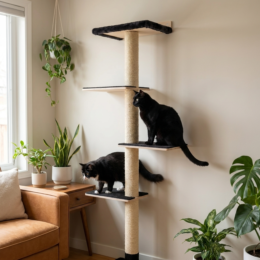 72-Inch Wall-Mounted Cat Tower