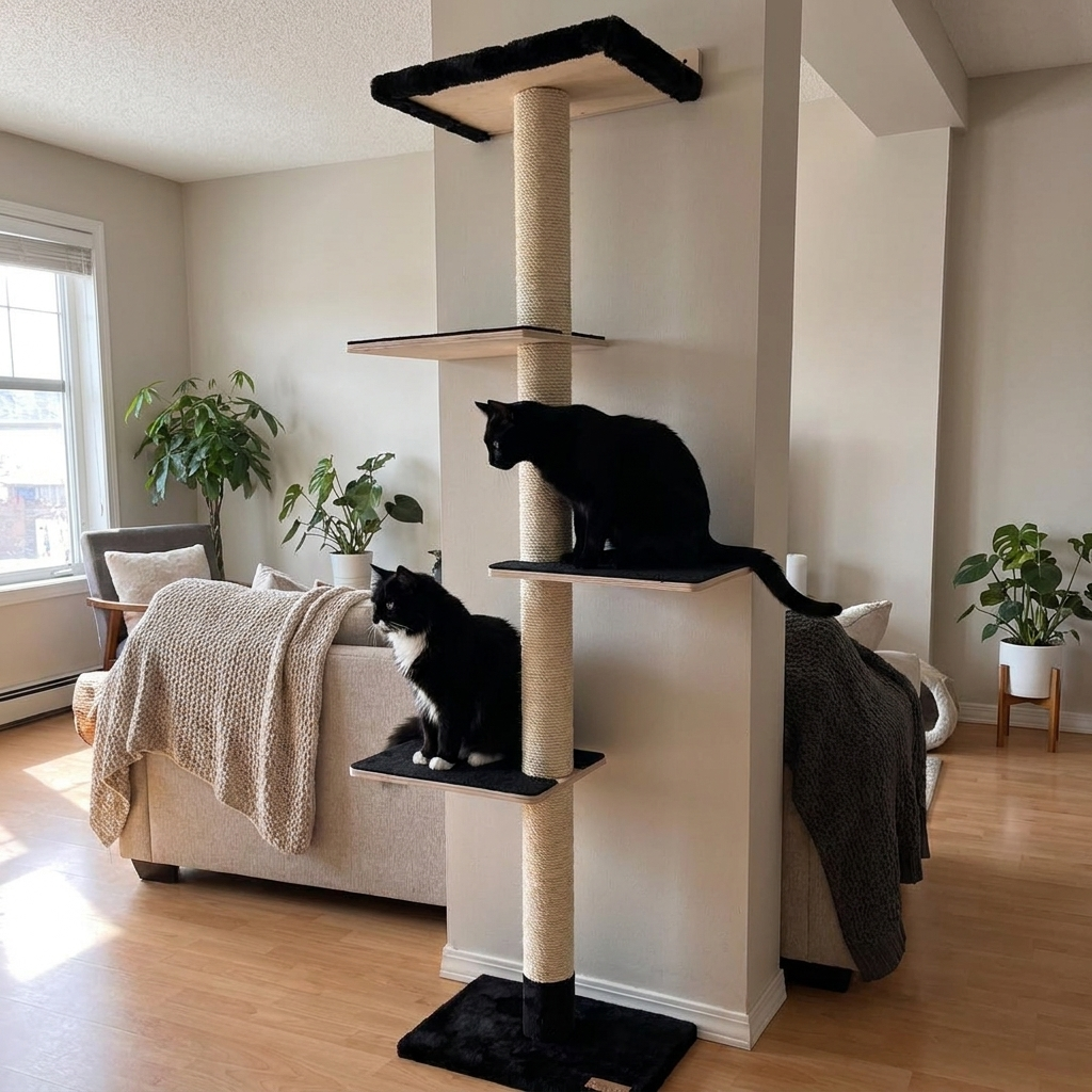 72-Inch Wall-Mounted Cat Tower