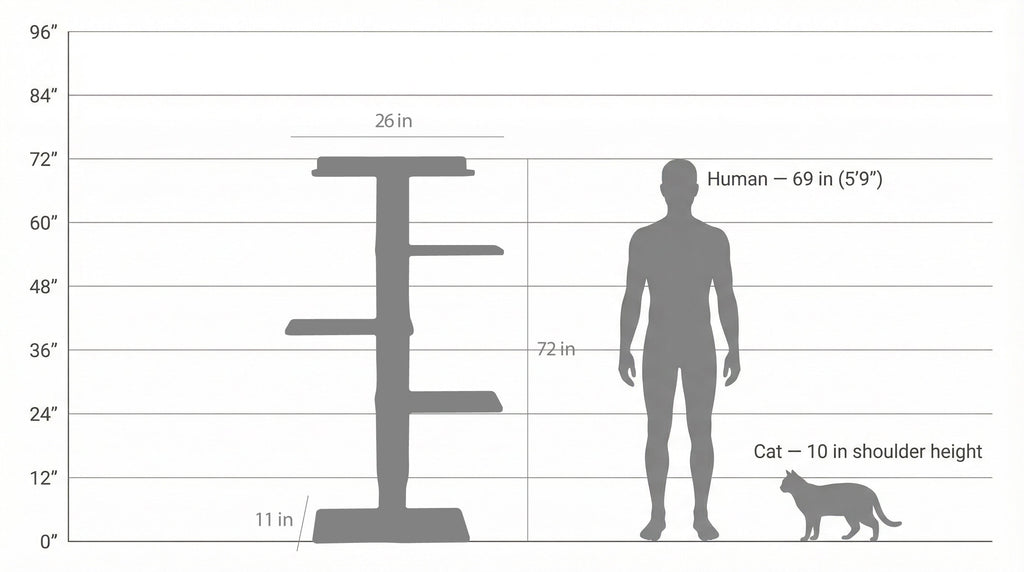 72-Inch Wall-Mounted Cat Tower